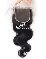 Peruvian Water Wave Human Hair Weave Natural Black 4 Bundles with 4x4 Lace Closure Grade 15A