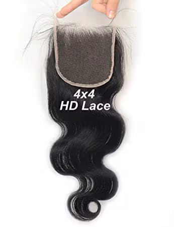 Peruvian Water Wave Human Hair Weave Natural Black 4 Bundles with 4x4 Lace Closure Grade 15A
