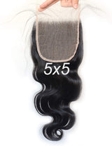 Peruvian Water Wave Human Hair Weave Natural Black 4 Bundles with 5x5 Lace Closure Grade 15A