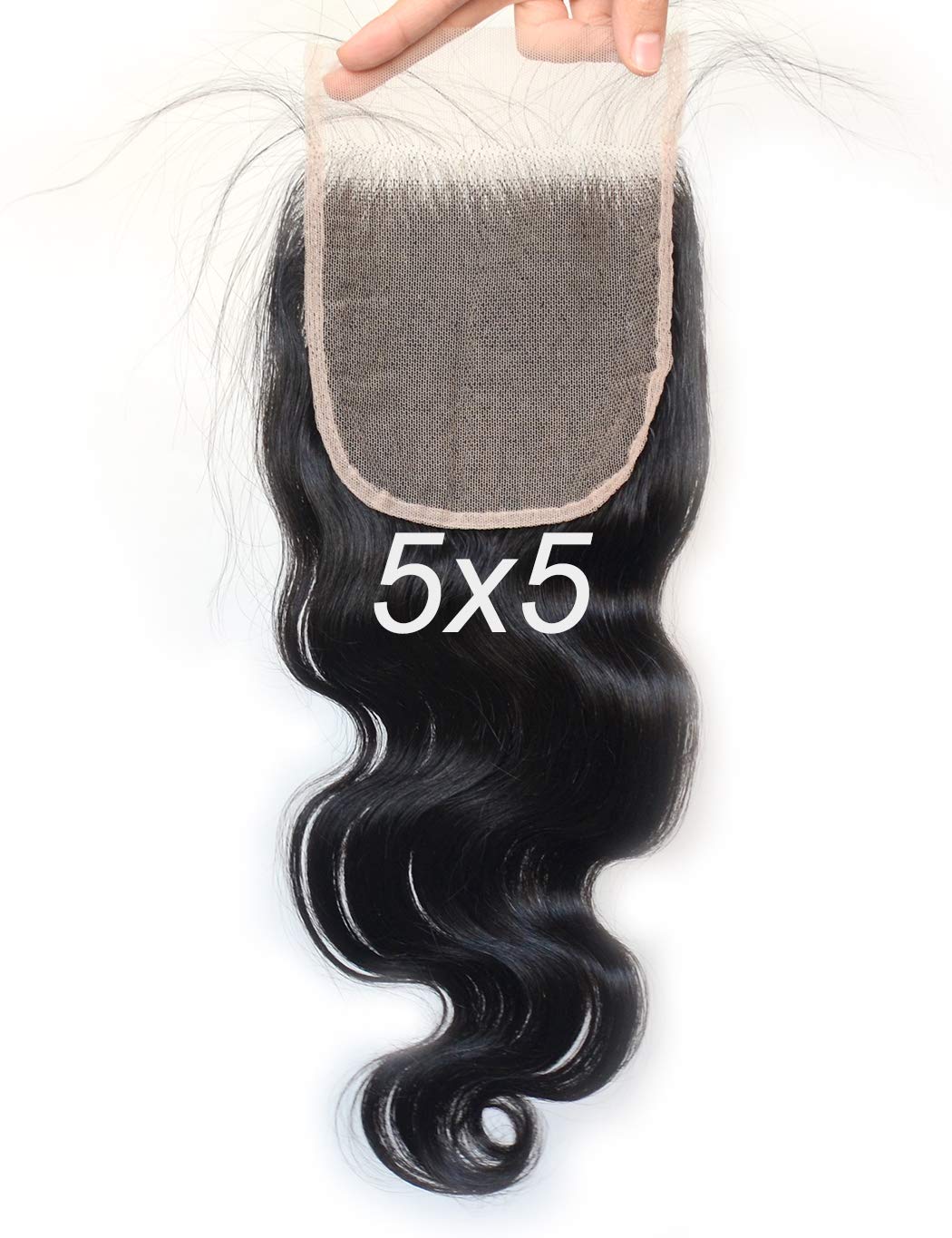 Peruvian Water Wave Human Hair Weave Natural Black 4 Bundles with 5x5 Lace Closure Grade 15A