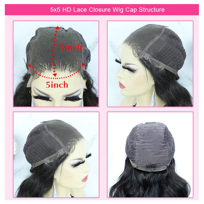 Brazilian African Natural Texture 5x5 Closure Natural Black Classic 12A Virgin Human Hair Wig