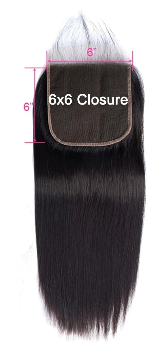 Peruvian Water Wave Human Hair Weave Natural Black 4 Bundles with 6x6 Lace Closure Grade 15A