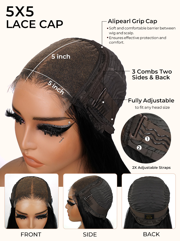 Rent - Brazilian Body Wave 5x5 Closure Natural Black Classic 12A Virgin Human Hair Wig