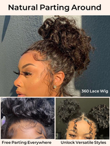 Brazilian Curly 360 Lace Frontal Natural Black Classic 12A Virgin Human Hair Wig