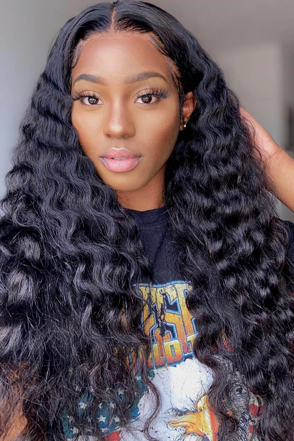 Rent - Brazilian Loose Wave HD Lace Front Natural Black Classic 12A Virgin Human Hair Wig