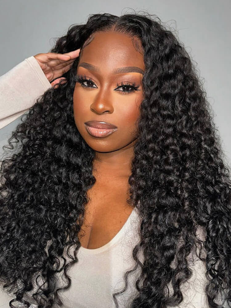 Brazilian Water Wave U Part Natural Black Classic 12A Virgin Human Hair Wig