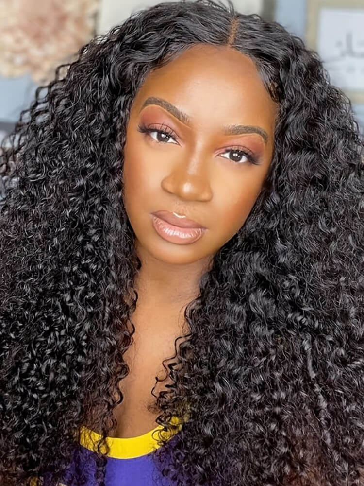 Brazilian Water Wave U Part Natural Black Classic 12A Virgin Human Hair Wig