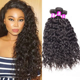 Peruvian Water Wave Human Hair Weave Natural Black 3 Bundles with HD Lace Frontal Grade 15A