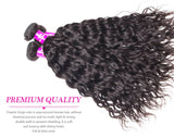 Peruvian Water Wave Human Hair Weave Natural Black 4 Bundles with 5x5 Lace Closure Grade 15A