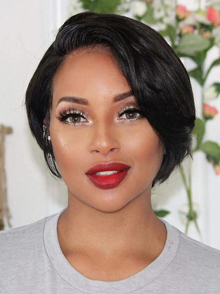 Brazilian Straight Bob Full Lace Closure Natural Black Classic 12A Virgin Human Hair Wig