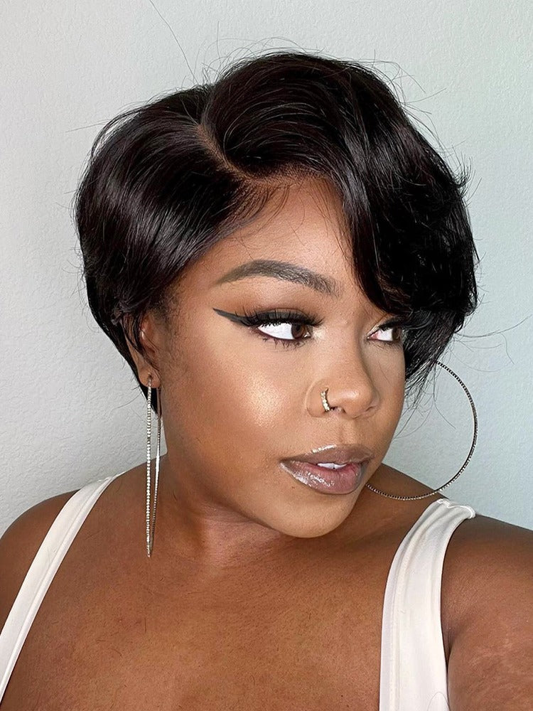 Brazilian Straight Bob Full Lace Closure Natural Black Classic 12A Virgin Human Hair Wig