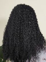 Brazilian Curly Headband Natural Black Premium 14A Virgin Human Hair Wig