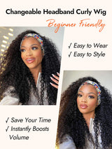 Brazilian Curly Headband Natural Black Classic 12A Virgin Human Hair Wig