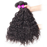Peruvian Water Wave Human Hair Weave Natural Black 4 Bundles with 5x5 Lace Closure Grade 15A