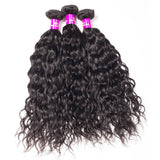 Peruvian Water Wave Human Hair Weave Natural Black 3 Bundles with HD Lace Frontal Grade 15A